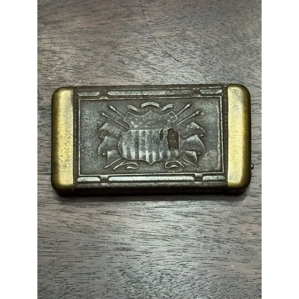 Vintage  Eagles/Flag/Shield Decorative Match Safe/ CASE / Vesta / Holder